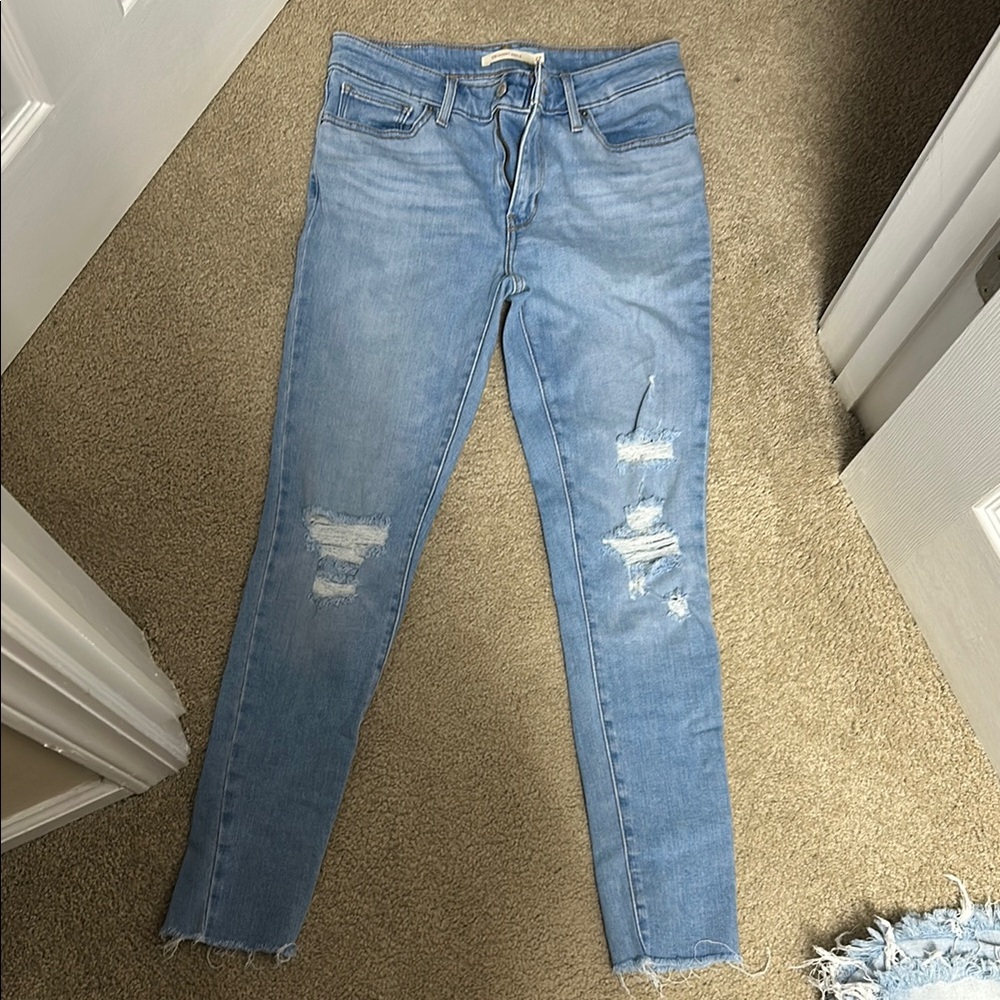 Levi's Blue Skinny Jeans with Distressed Details